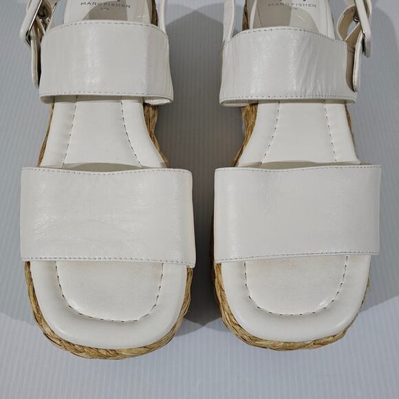NEW Marc Fisher LTD Patryce Sandal Womens 9 Ivory Leather Espadrille Platform - Picture 5 of 13